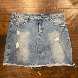 City Chic distressed jean skirt